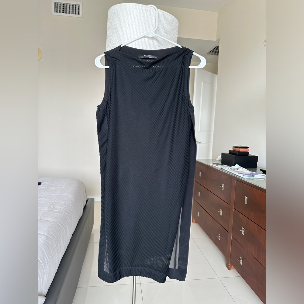 ALL SAINTS black chiffon layered cocktail dress, knee length Size 4